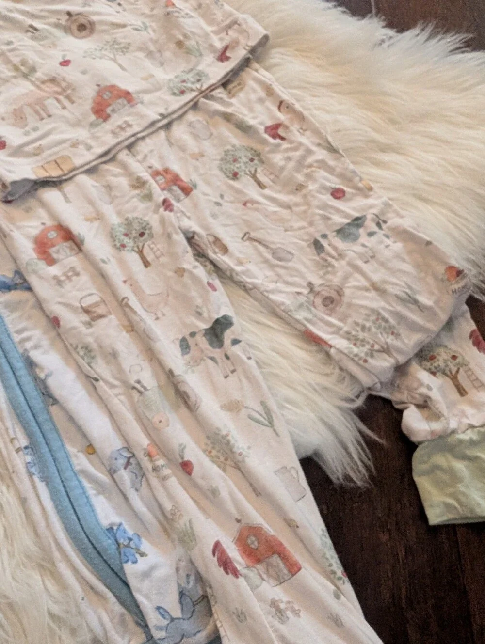 Bundle! Angel Dear Blue Cream Farm Dogs Pajama Set Footies 24 Months 18-24 Month